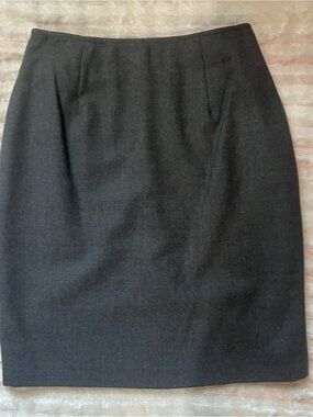 Vintage 80s Hugo Buscati Milano 100% Wool Dark Charcoal Pencil Skirt - Business